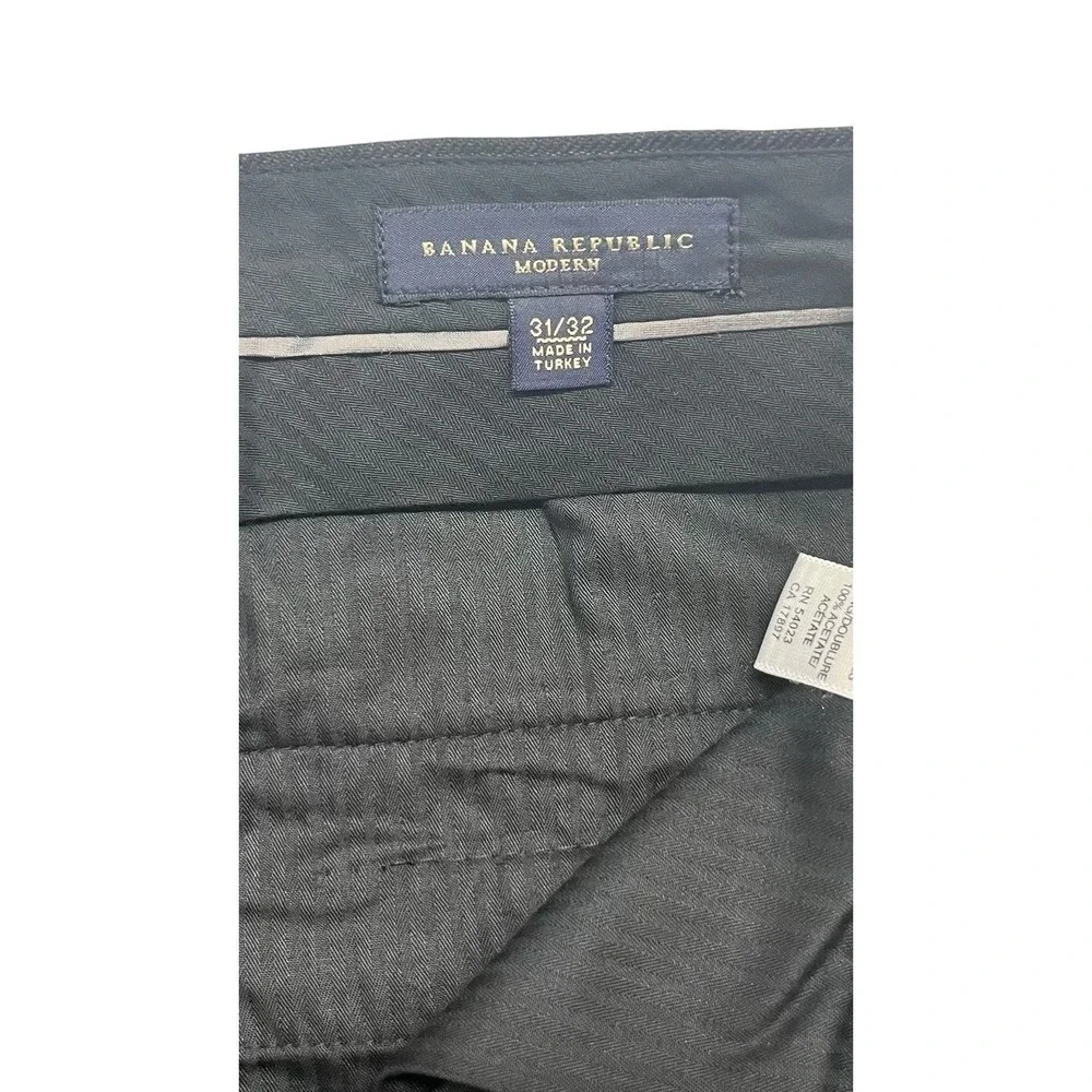 NEW vtg Y2K Banana Republic‎ 31x32 Charcoal Herringbone Stripe Pants Trousers